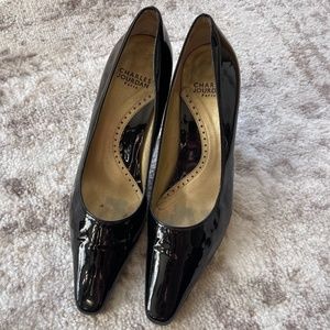 Charles Jourdan Paris Black Patent Leather Heels‎ Sz 6.5